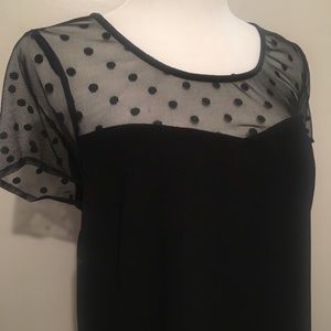 Torrid black short sleeve mesh polka dot 0